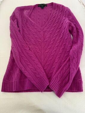 Ralph Lauren Cashmere Cableknit V-Neck Sweater